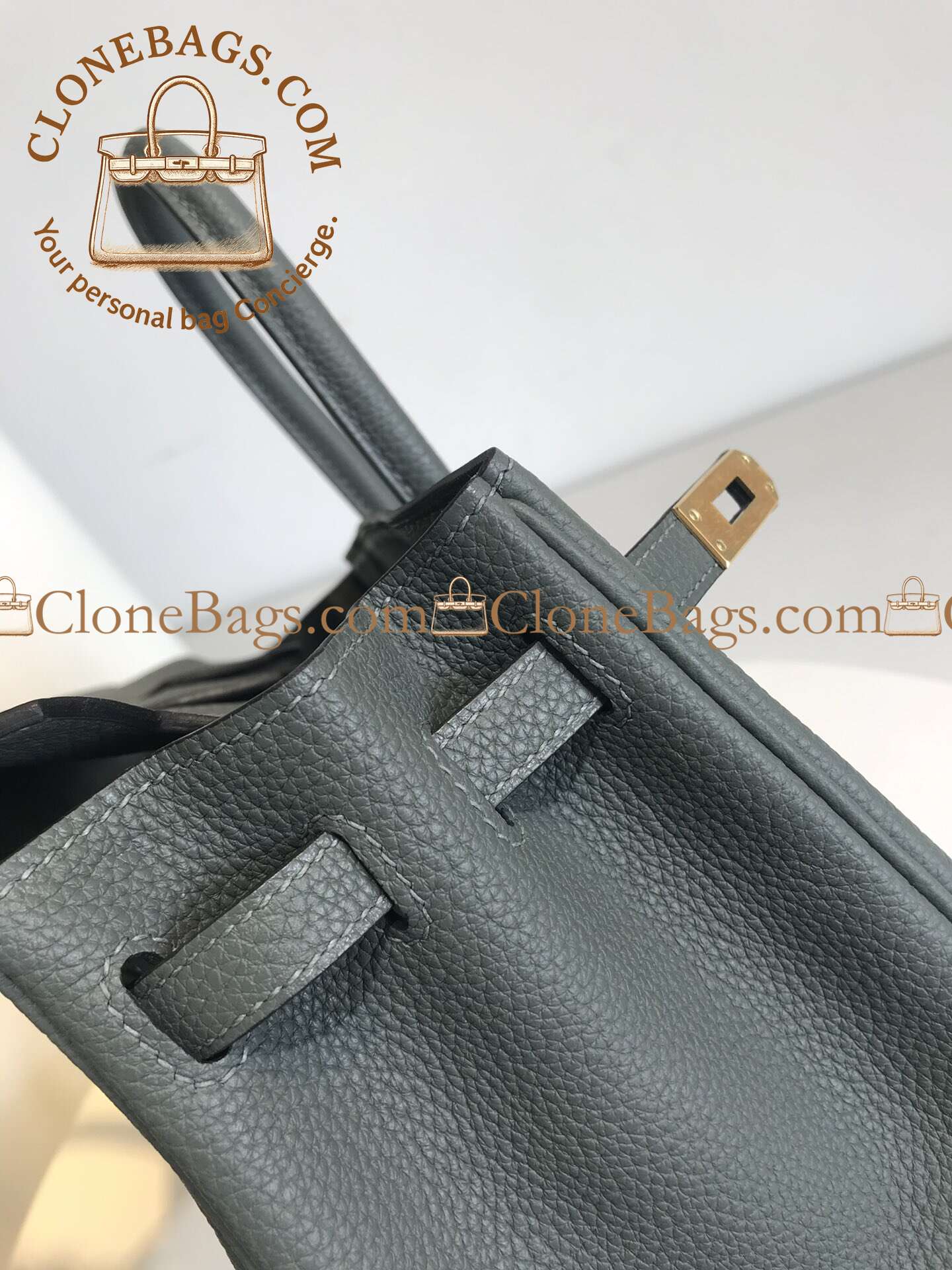 Hermès Replica Designer Bags 1:1 Birkin 25 Seagull Grey Togo Gold Hardware - Image 6