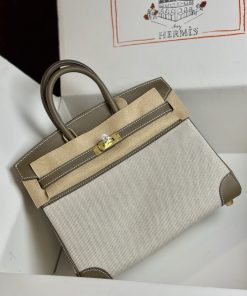 Replica Designer Bags – Hermès Birkin 25 Ecorce & Ecru Toile