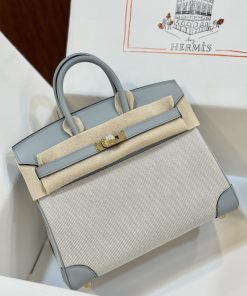 Replica Designer Bags – Hermès Birkin 25 Blue Glacial & Ecru toile