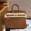 Replica Designer Bags – Hermès Birkin 25 Swift & Grizzly Suede Leather