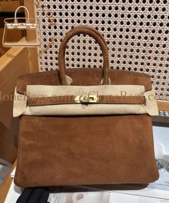 Replica Designer Bags – Hermès Birkin 25 Swift & Grizzly Suede Leather