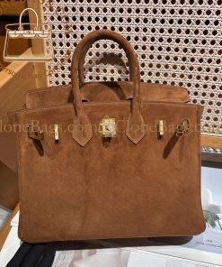 Alternative view of Hermès Replica Designer Bags 1:1 Birkin 25 Swift & Grizzly Suede Leather Gold Hardware