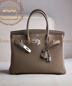 Alternative view of Hermès Replica Designer Bags 1:1 Birkin 30 Etoupe Togo Palladium Hardware