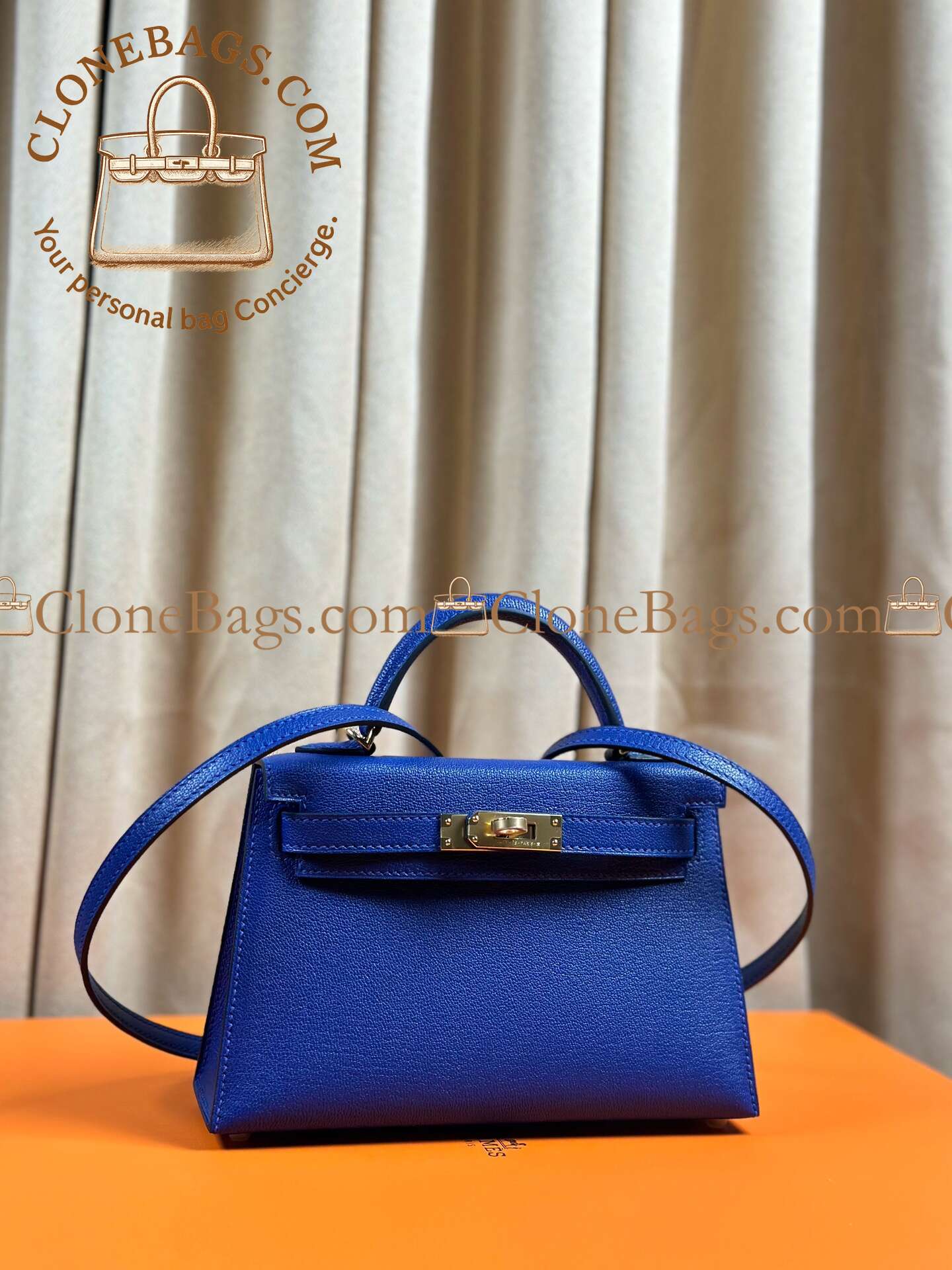 Replica Designer Bags – Hermès Kelly Mini Bleu Electrique