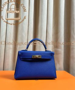 Alternative view of Hermès Replica Designer Bags 1:1 Kelly Mini Bleu Electrique Epsom Gold Hardware