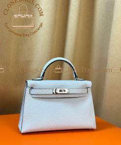Alternative view of Hermès Replica Designer Bags 1:1 Kelly Mini White Epsom Palladium Hardware
