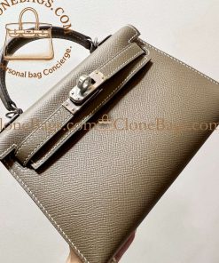 Alternative view of Hermès Replica Designer Bags 1:1 Kelly Mini Etoupe Epsom Palladium Hardware
