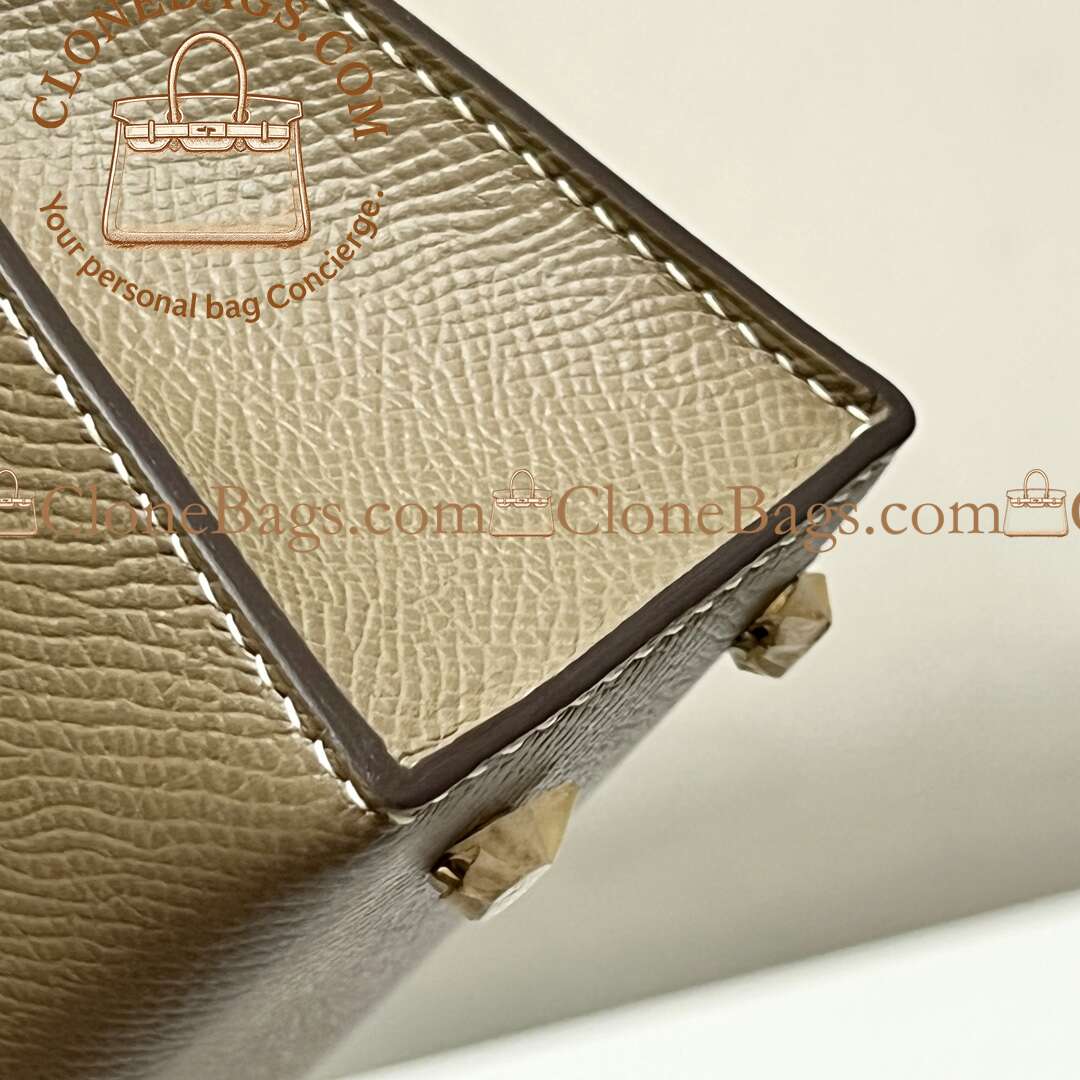 Hermès Replica Designer Bags 1:1 Kelly Mini Etoupe Epsom Palladium Hardware - Image 7