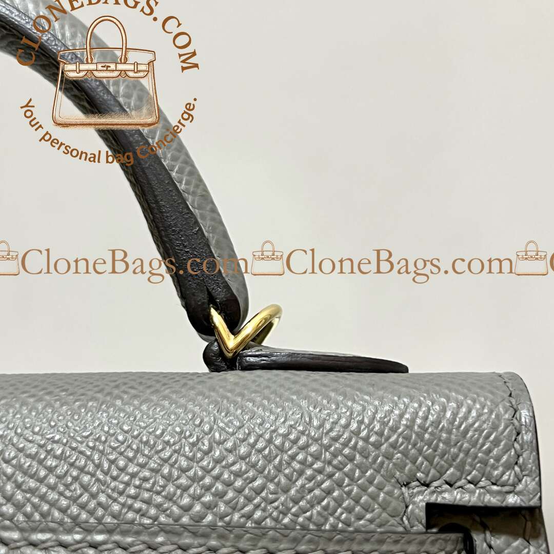 Hermès Replica Designer Bags 1:1 Kelly Mini Black Epsom Gold Hardware - Image 5