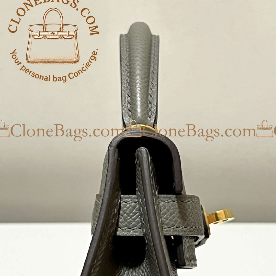 Hermès Replica Designer Bags 1:1 Kelly Mini Black Epsom Gold Hardware - Image 7