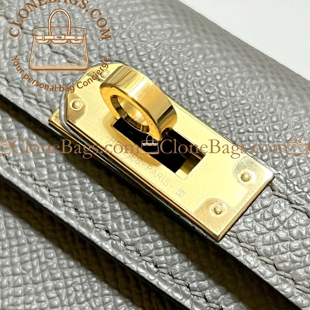 Hermès Replica Designer Bags 1:1 Kelly Mini Black Epsom Gold Hardware - Image 3