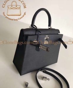 Alternative view of Hermès Replica Designer Bags 1:1 Kelly 28 Black Epsom Palladium Hardware