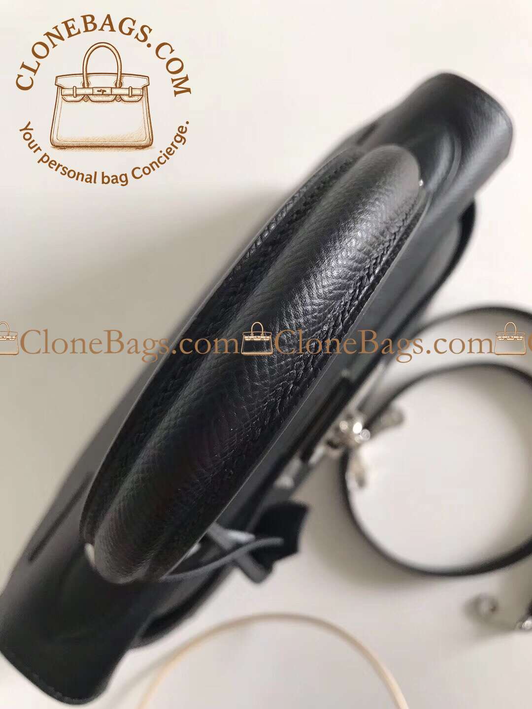 Hermès Replica Designer Bags 1:1 Kelly 28 Black Epsom Palladium Hardware - Image 7