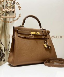 Alternative view of Hermès Replica Designer Bags 1:1 Kelly 28 Brown Togo Gold Hardware