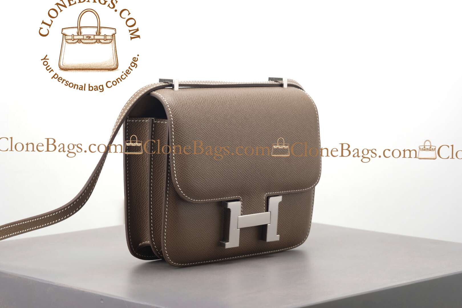 Hermès Replica Designer Bags 1:1 Constance 18cm Etoupe Epsom Palladium Hardware - Image 2