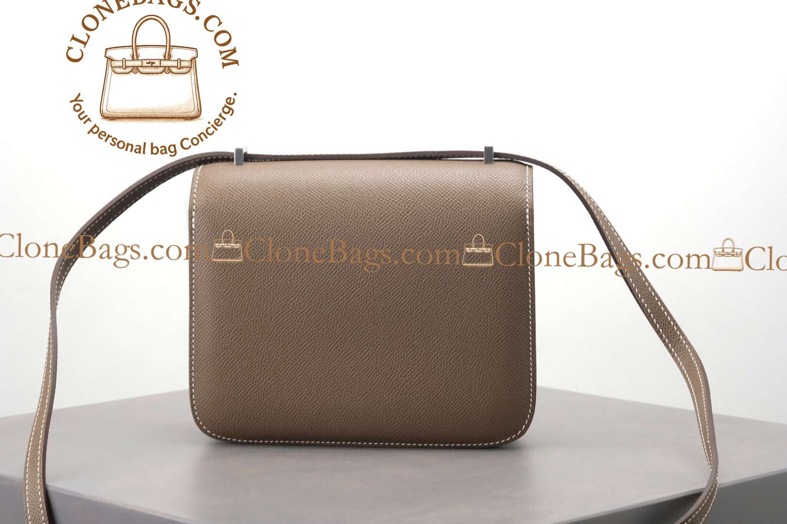 Hermès Replica Designer Bags 1:1 Constance 18cm Etoupe Epsom Palladium Hardware - Image 9