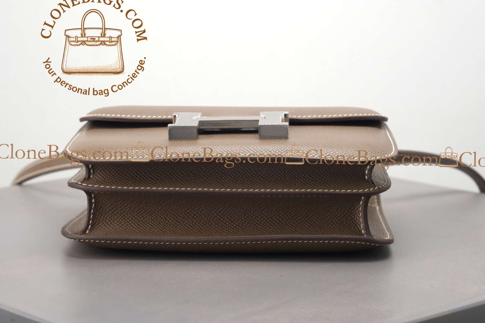 Hermès Replica Designer Bags 1:1 Constance 18cm Etoupe Epsom Palladium Hardware - Image 3