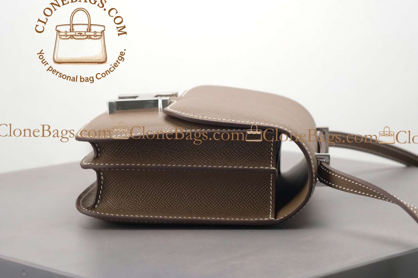 Hermès Replica Designer Bags 1:1 Constance 18cm Etoupe Epsom Palladium Hardware - Image 4