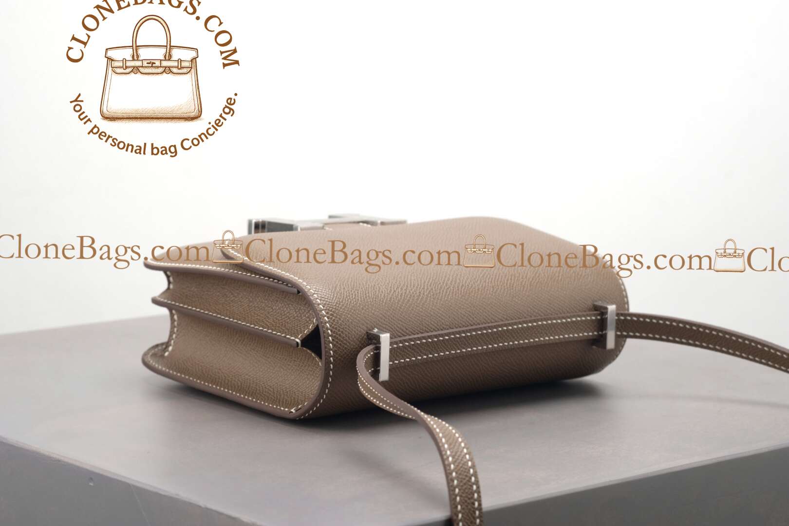 Hermès Replica Designer Bags 1:1 Constance 18cm Etoupe Epsom Palladium Hardware - Image 7