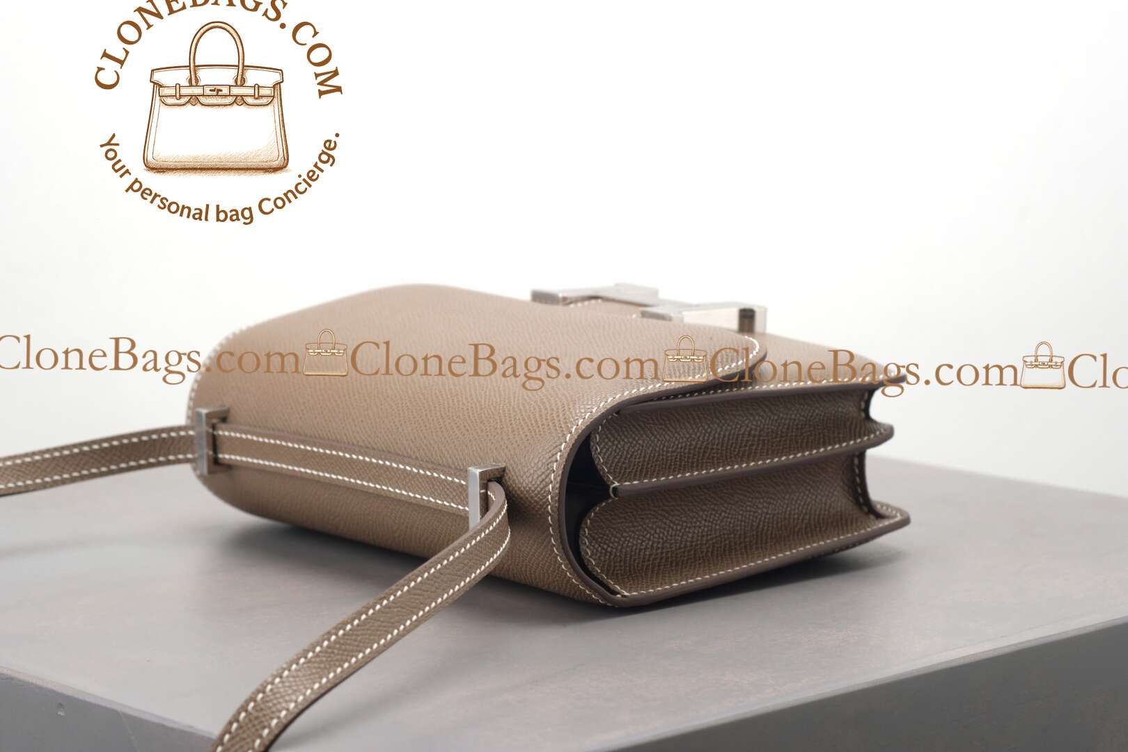 Hermès Replica Designer Bags 1:1 Constance 18cm Etoupe Epsom Palladium Hardware - Image 6
