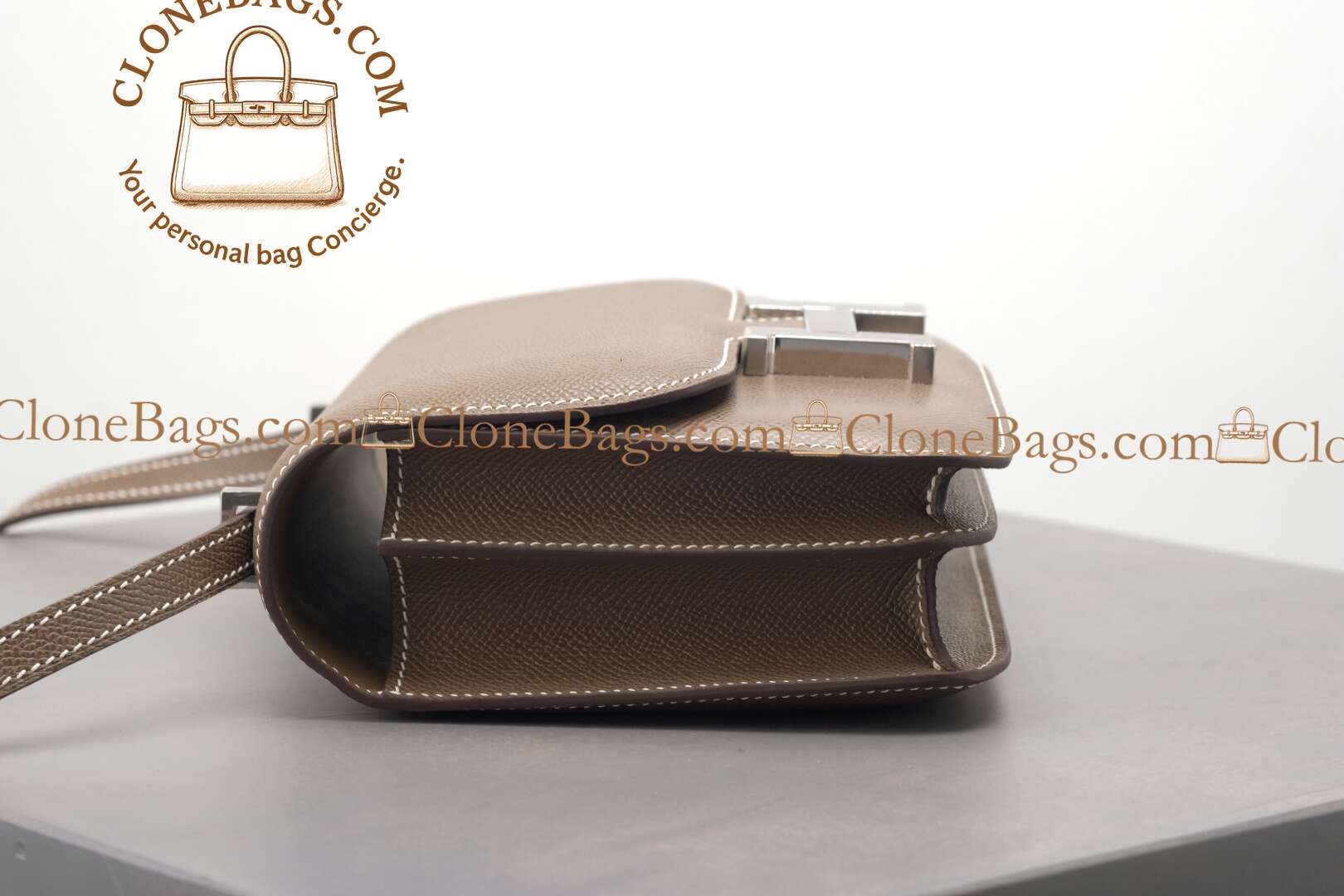 Hermès Replica Designer Bags 1:1 Constance 18cm Etoupe Epsom Palladium Hardware - Image 5