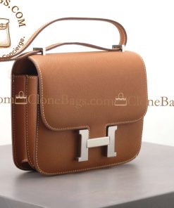 Alternative view of Hermès Replica Designer Bags 1:1 Constance 18cm Caramel Brown Palladium Hardware