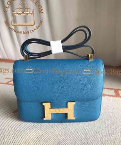 Replica Designer Bags – Hermès Constance 18cm Blue Epsom