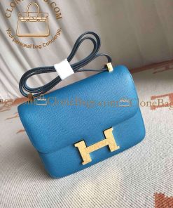 Alternative view of Hermès Replica Designer Bags 1:1 Constance 18cm Blue Epsom Gold Hardware