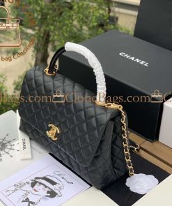 Alternative view of Chanel replica designer bag 1:1 Caviar Lizard Embossed Quilted Small Coco Handle Flap Black