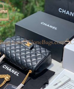 Alternative view of Chanel Replica Designer Bags 1:1  Camellia Crush Single Flap Bag Black Lambskin Gold Hardware