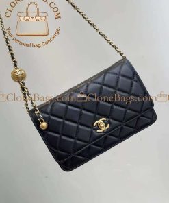 Replica Designer Bags 1:1 Chanel Black Quilted WOC Clutch Bag