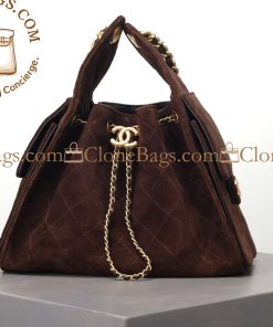 Replica Designer Bags 1:1 Chanel Suede Small 25 Dark Brown