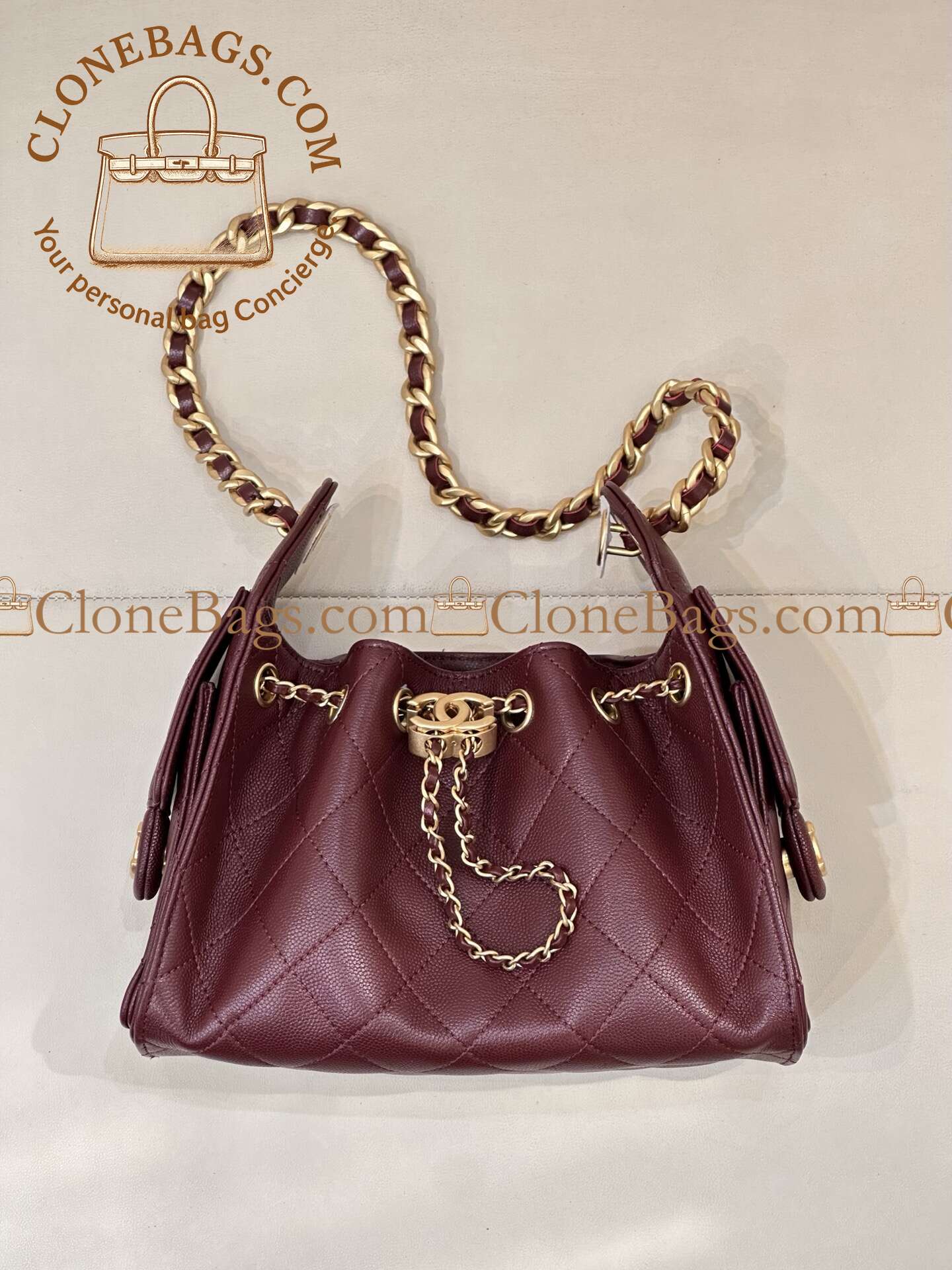 Replica Designer Bags 1:1 Chanel Caviar Small 25 Burgundy