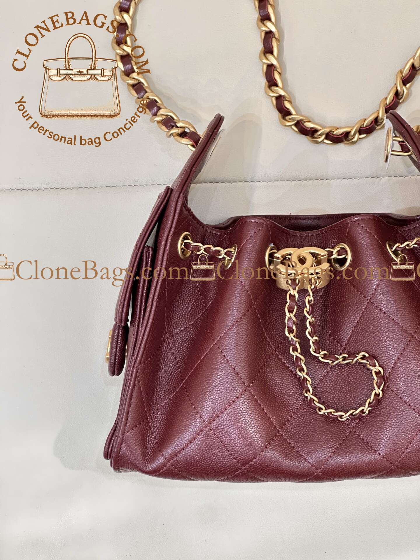 Chanel Replica Designer Bags 1:1 Caviar Quilted Small 25 Handbag Burgundy - Image 3