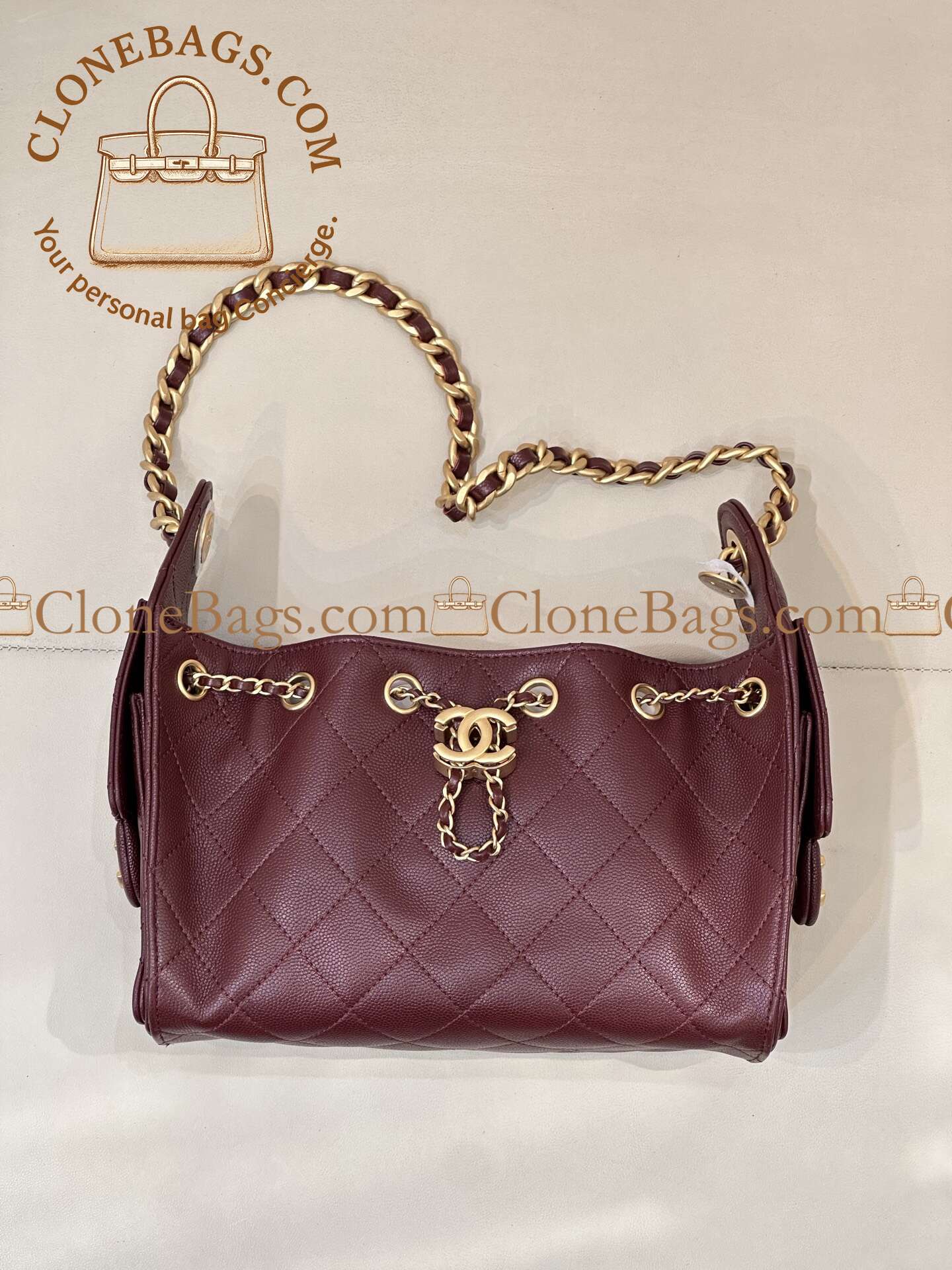 Chanel Replica Designer Bags 1:1 Caviar Quilted Small 25 Handbag Burgundy - Image 2