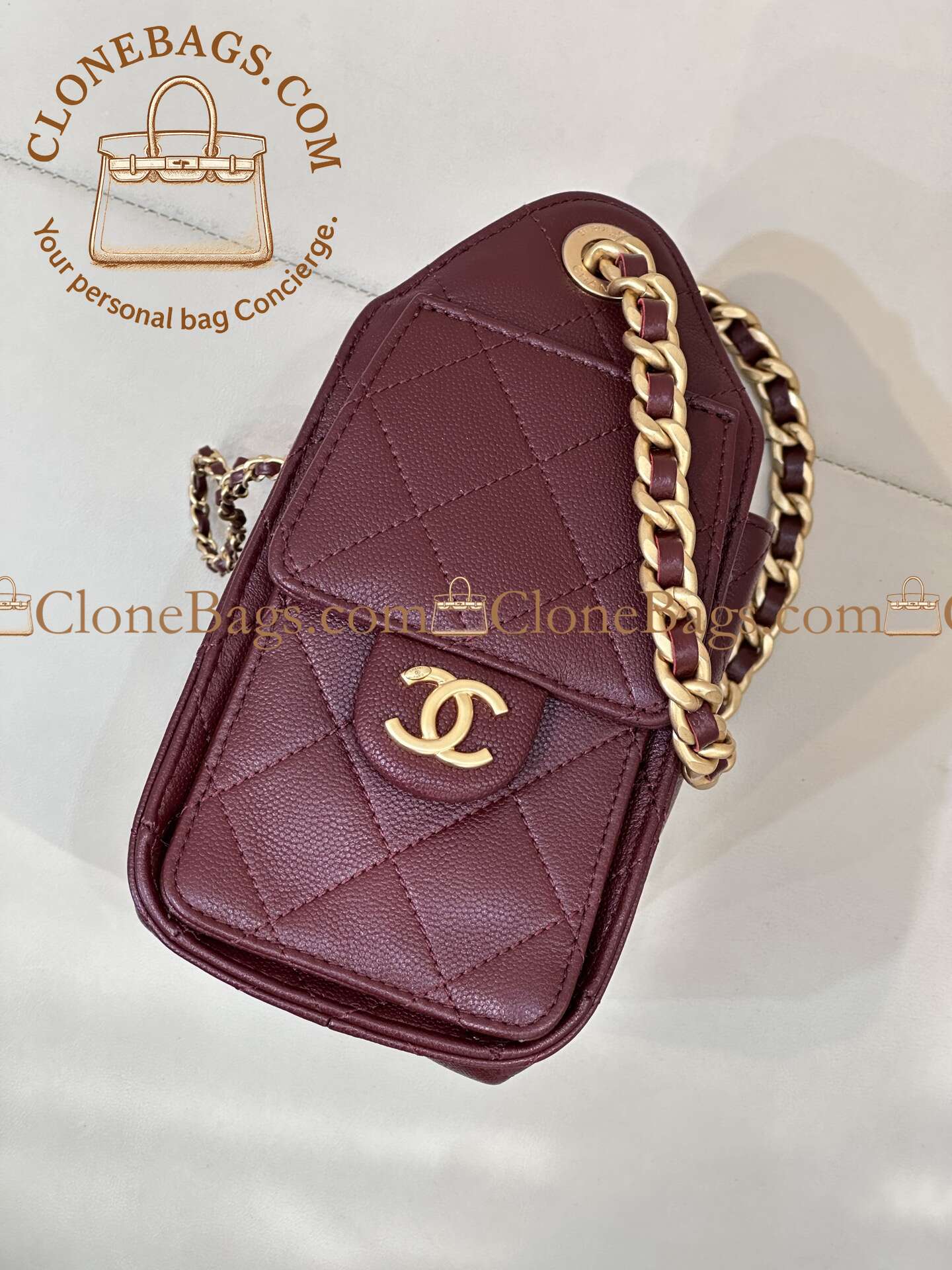 Chanel Replica Designer Bags 1:1 Caviar Quilted Small 25 Handbag Burgundy - Image 5