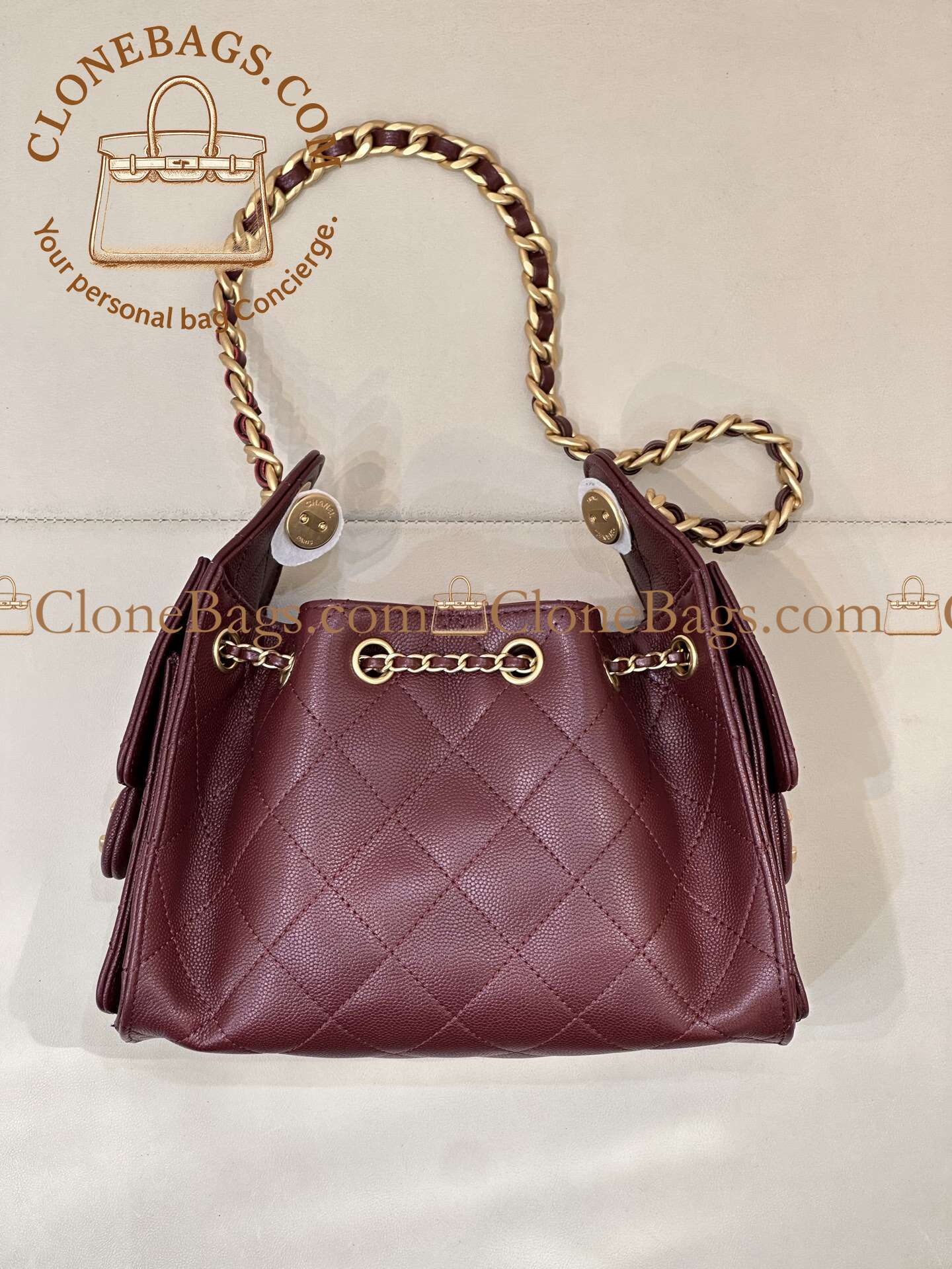 Chanel Replica Designer Bags 1:1 Caviar Quilted Small 25 Handbag Burgundy - Image 6