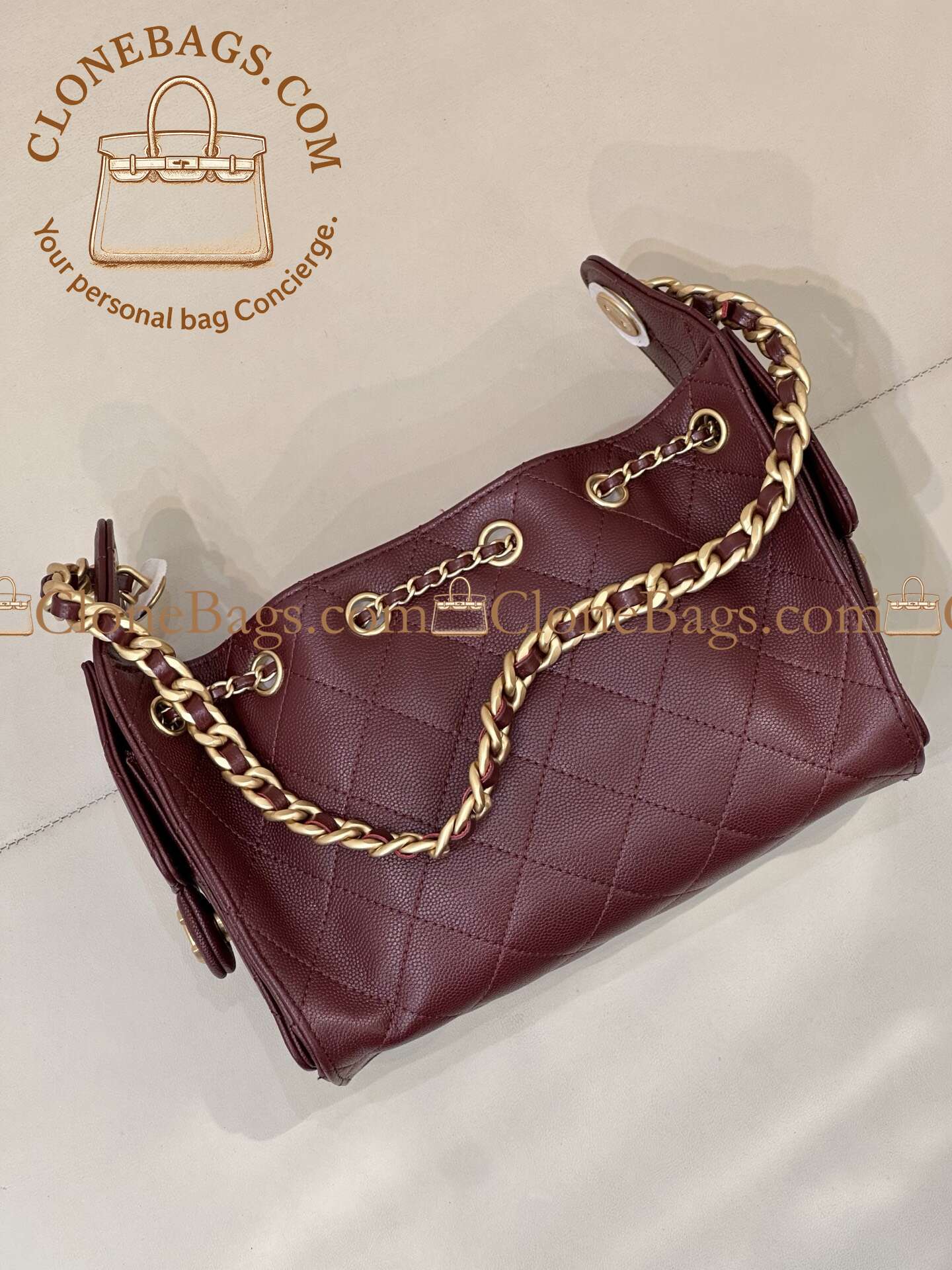Chanel Replica Designer Bags 1:1 Caviar Quilted Small 25 Handbag Burgundy - Image 7