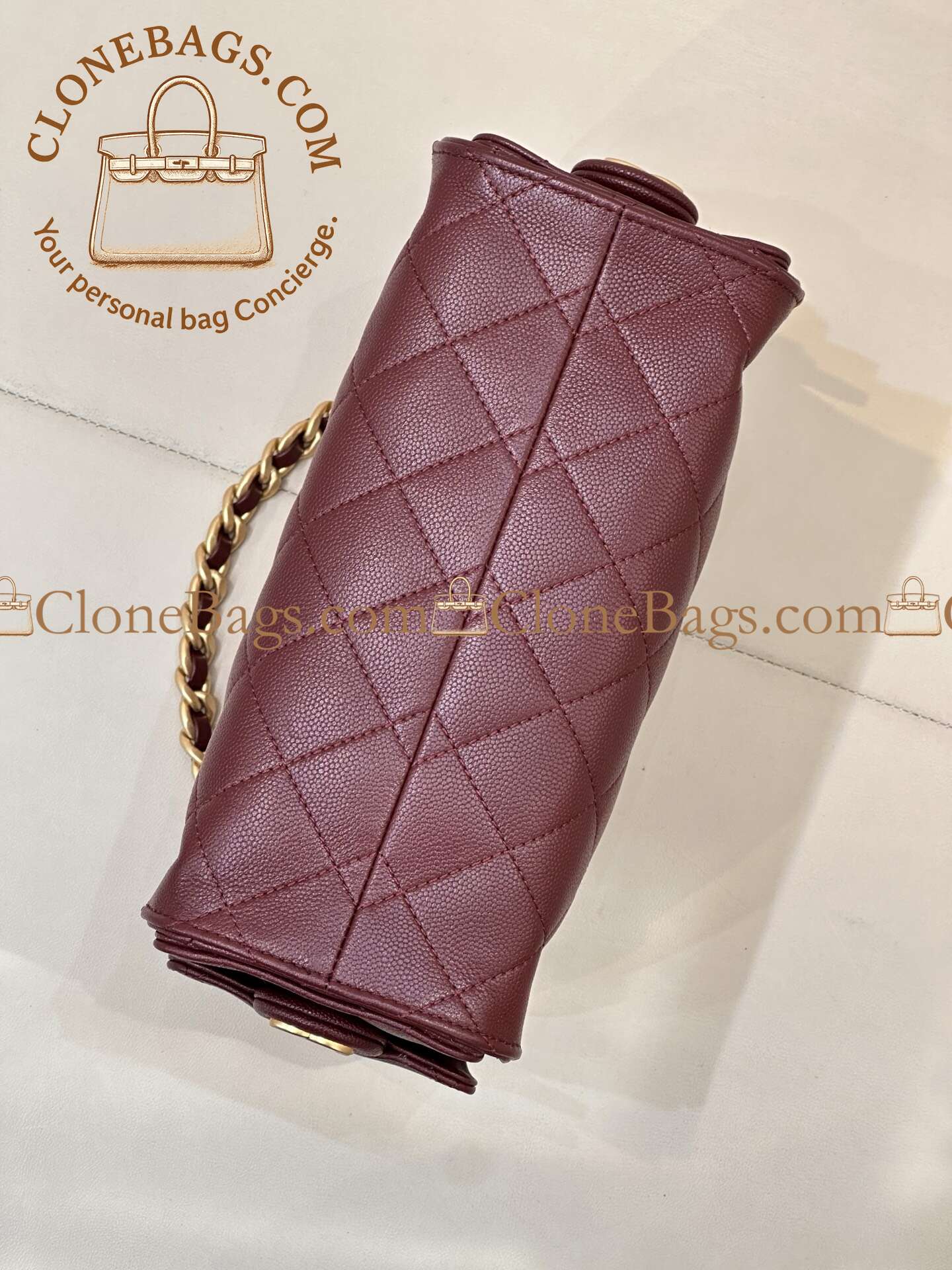 Chanel Replica Designer Bags 1:1 Caviar Quilted Small 25 Handbag Burgundy - Image 9