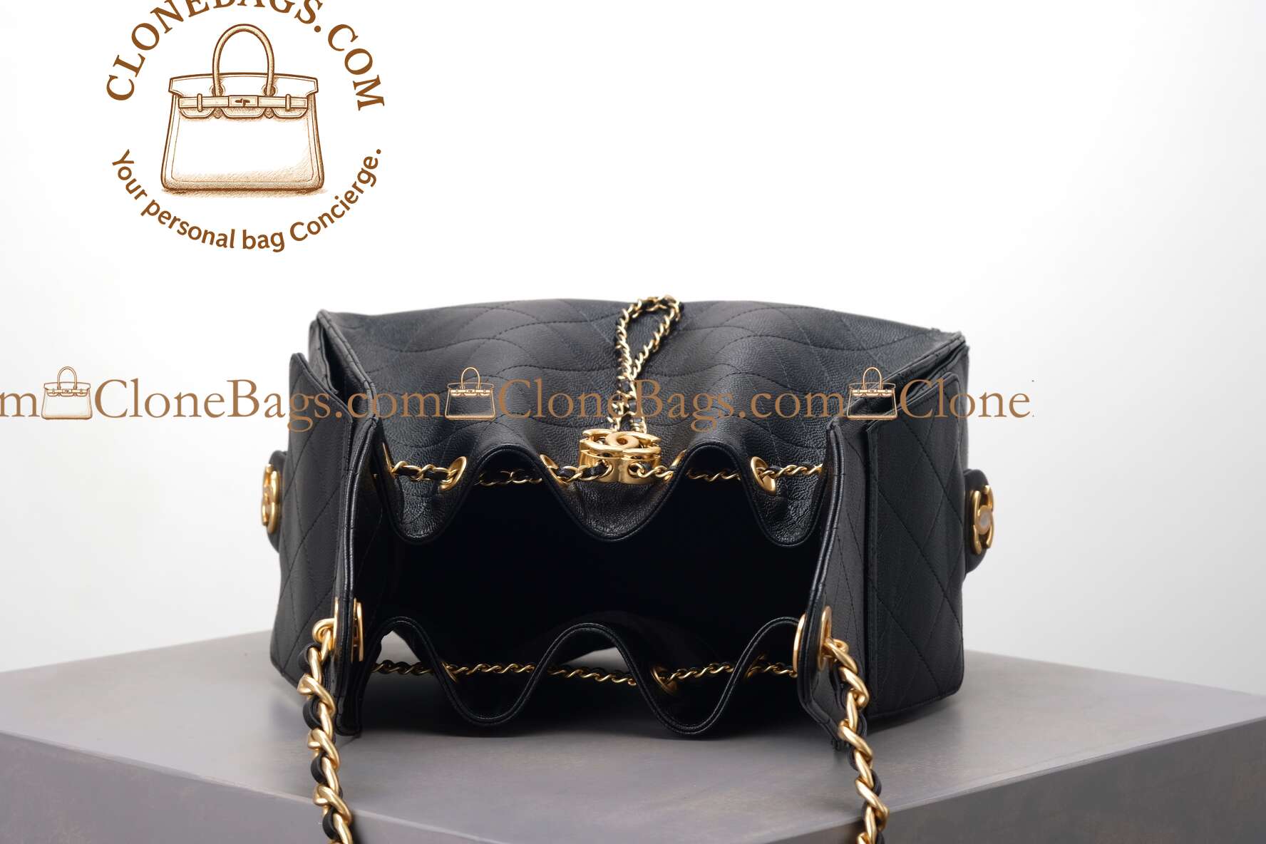 Chanel Replica Designer Bags 1:1 Caviar Quilted Mini 25 Handbag Black - Image 4