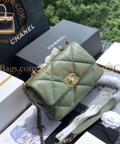 Replica Designer Bags 1:1 Chanel Quilted 19 Flap Green