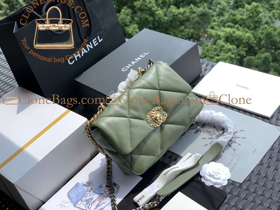 Replica Designer Bags 1:1 Chanel Quilted 19 Flap Green
