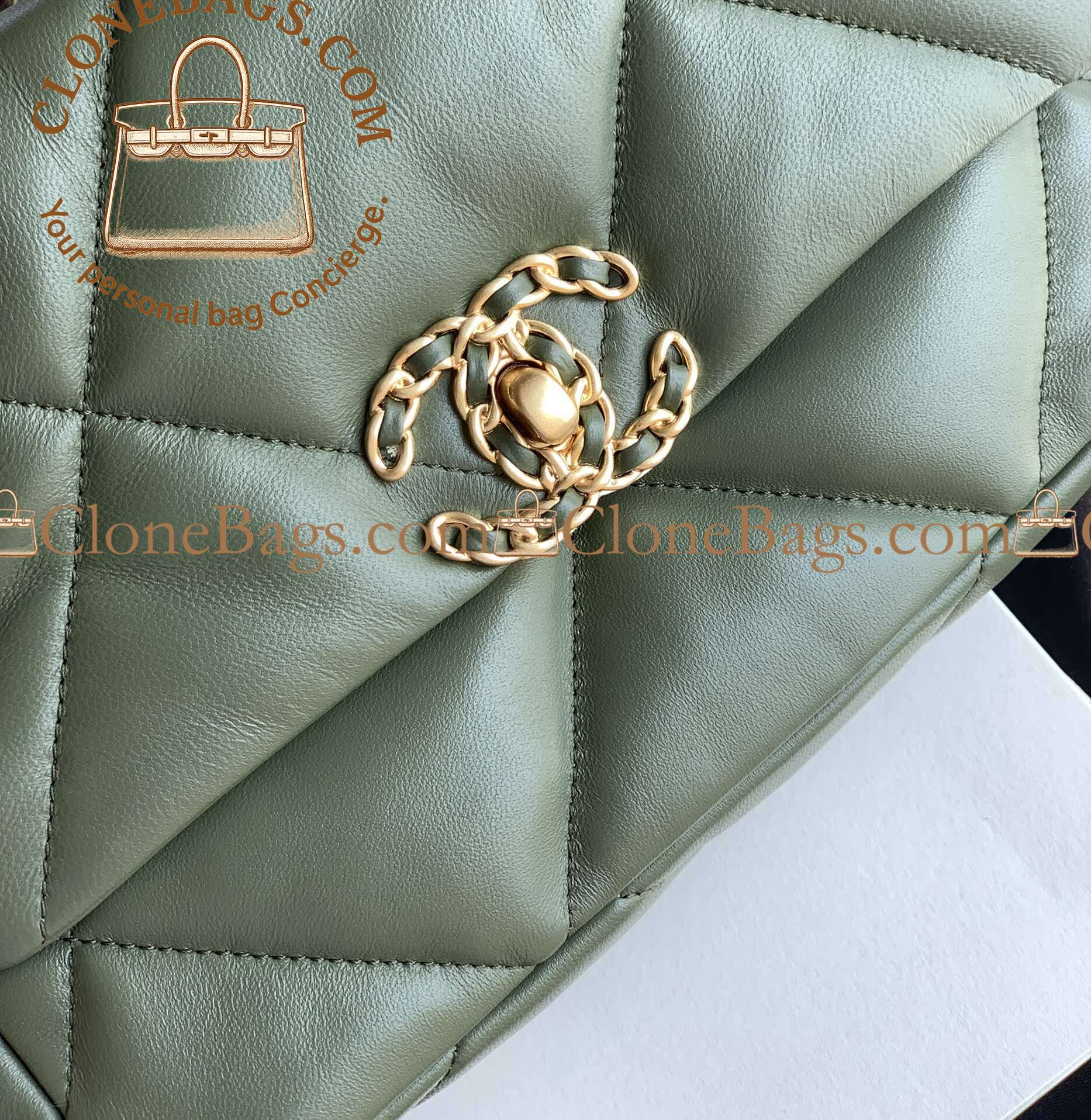 Chanel Replica Designer Bags 1:1 Lambskin Quilted Medium 19 Flap Green - Image 2