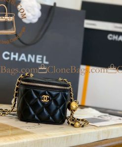 Replica Designer Bags 1:1 Chanel Vanity Case With Chain Black