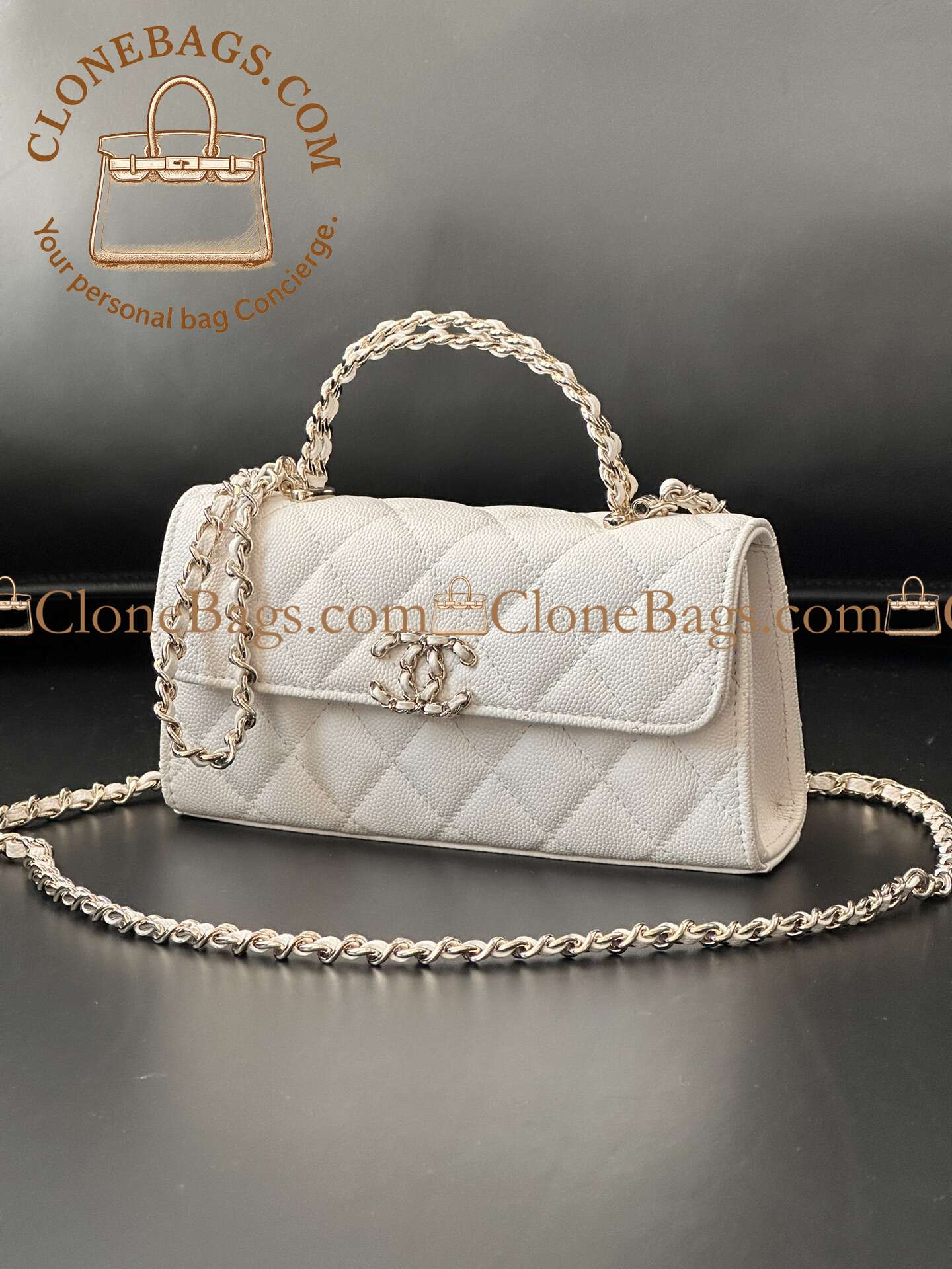 Replica Designer Bags 1:1 Chanel Caviar Quilted White