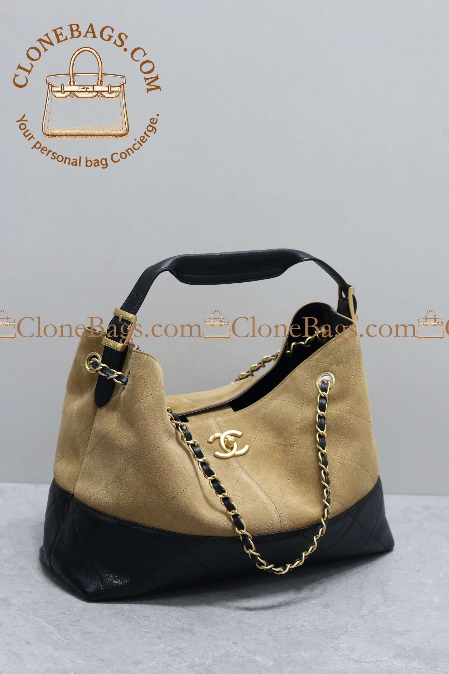 Replica Designer Bags 1:1 Chanel Coco Base Bag Beige Black