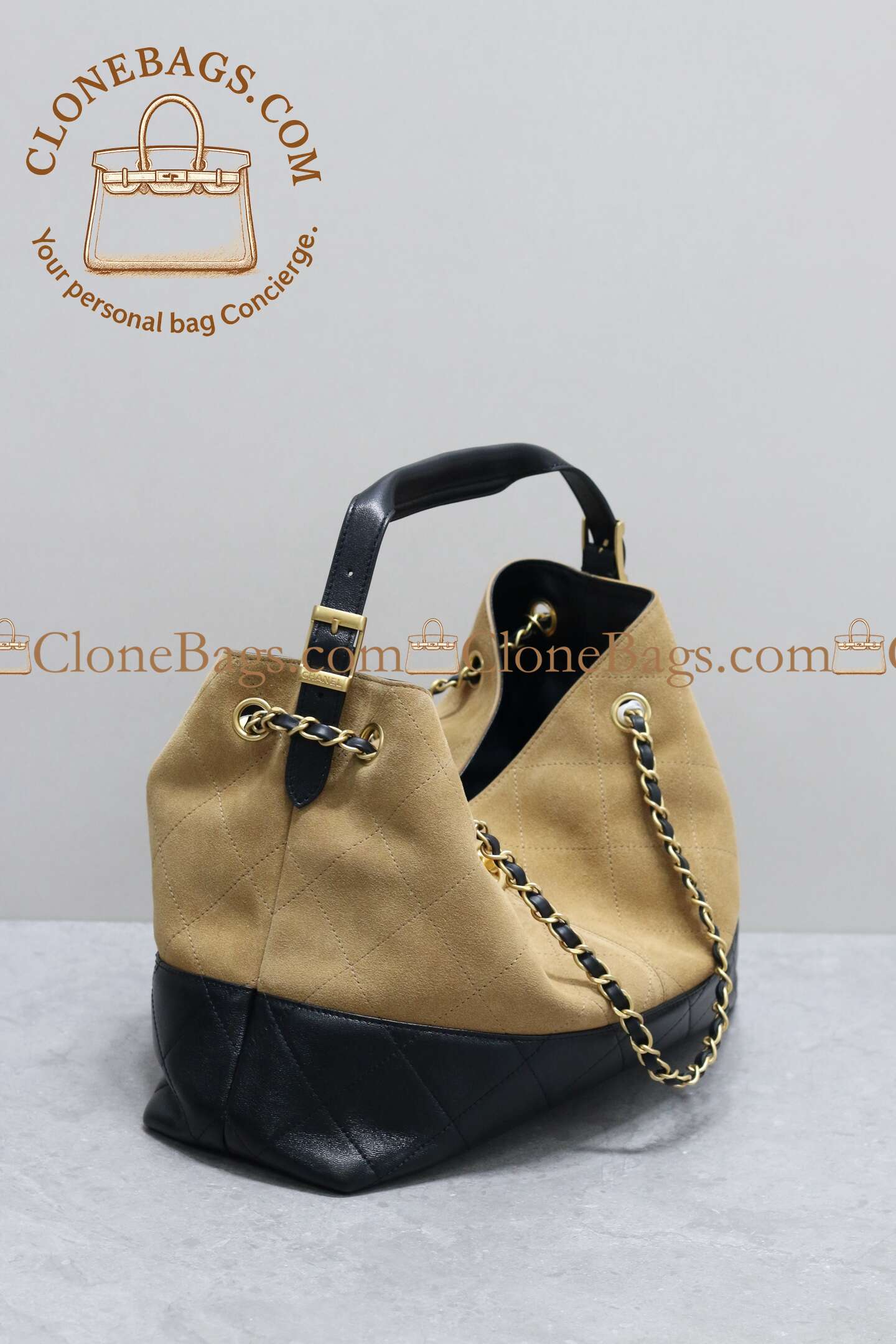 Chanel Replica Designer Bags 1:1 Suede Calfskin Shiny Lambskin Quilted Small Coco Base Bag Beige Black - Image 8