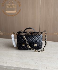 Replica Designer Bags 1:1 Chanel 24A Flap Black GHW
