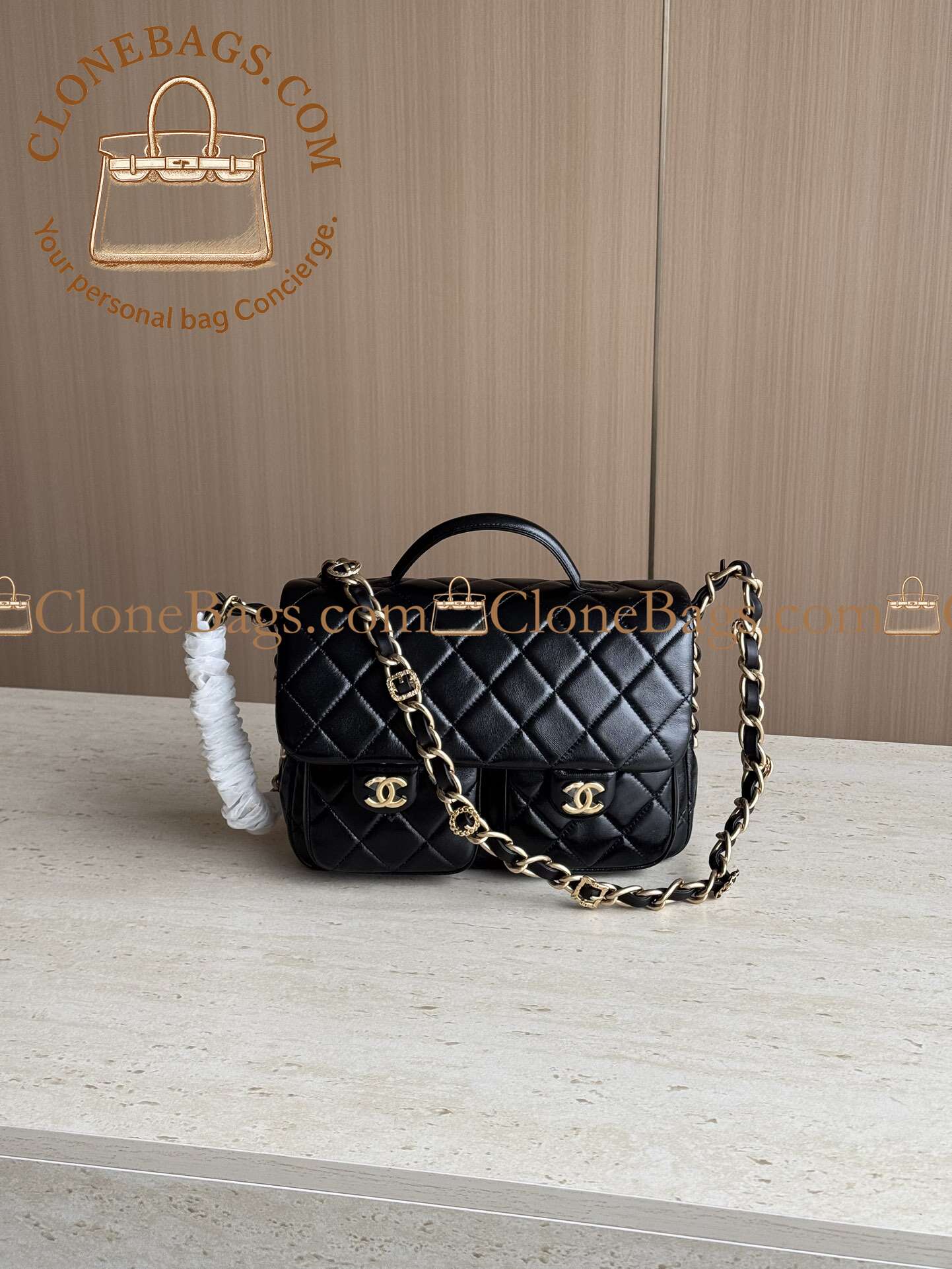 Replica Designer Bags 1:1 Chanel 24A Flap Black GHW