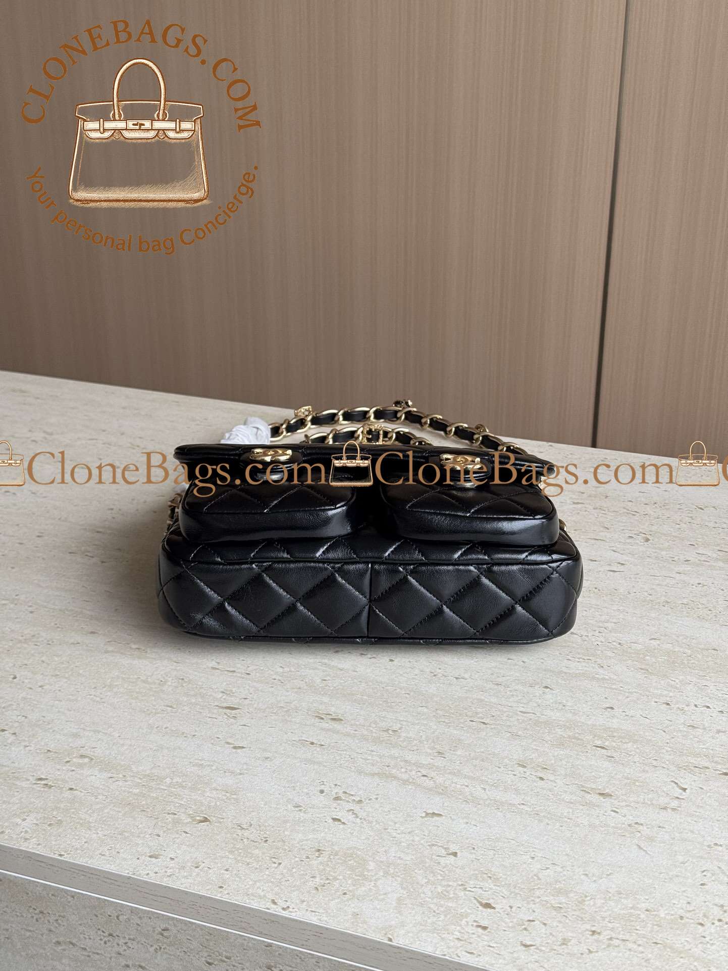Chanel Replica Designer Bags 1:1 24A Flap Bag with Top Handle Black Shiny Lamb GHW - Image 7